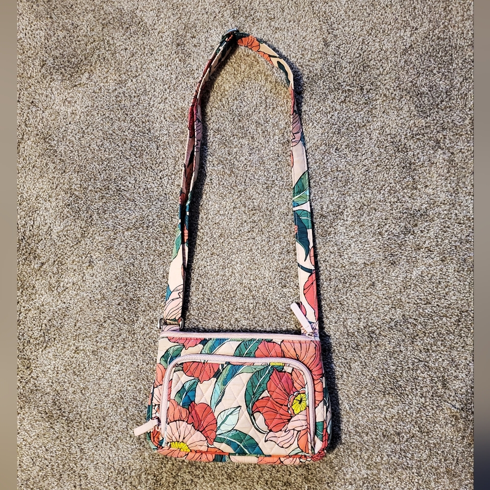 Floral Vera Bradley Crossbody Bag Pinks Greens Tropical